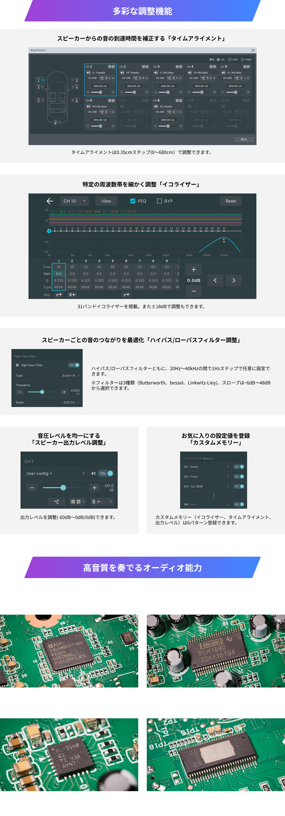 多彩な調整機能