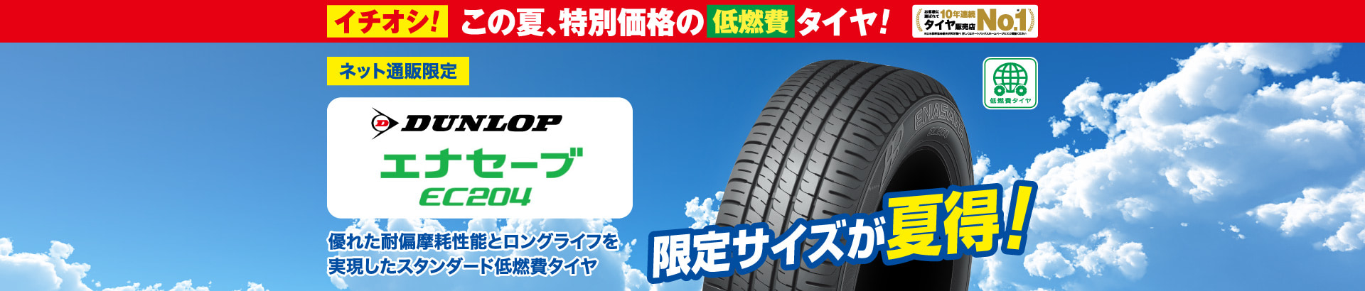 ネット通販限定　DUNLOP エナセーブ EC204 限定サイズが夏得！