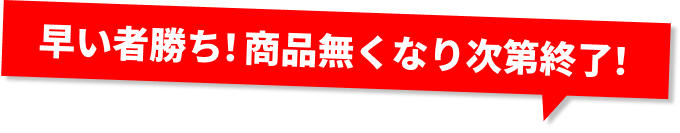 早い者勝ち！商品無くなり次第終了！